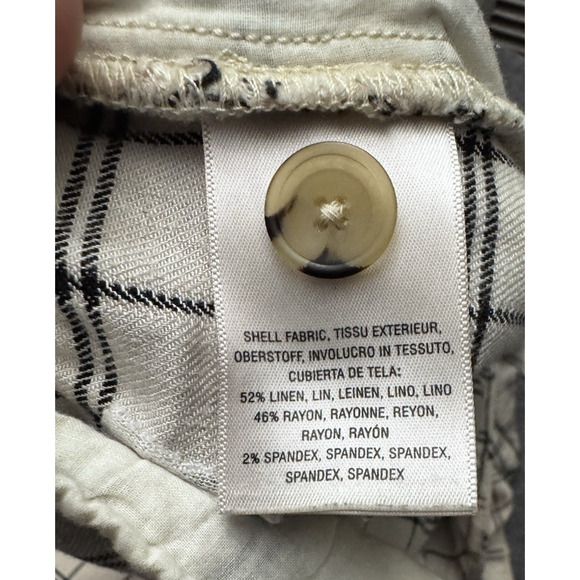 Anthropologie Cream Windowpane Linen Plaid Wide Leg Pant Size 0 - Picture 11 of 11